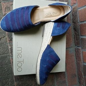 Me Too new blue suede low wedge espadrilles